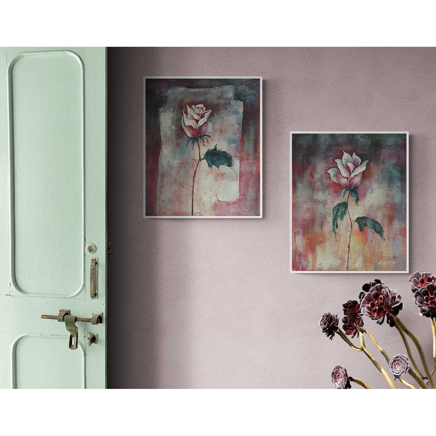 Roses Diptych Painting 50X60 cm [2 pieces]