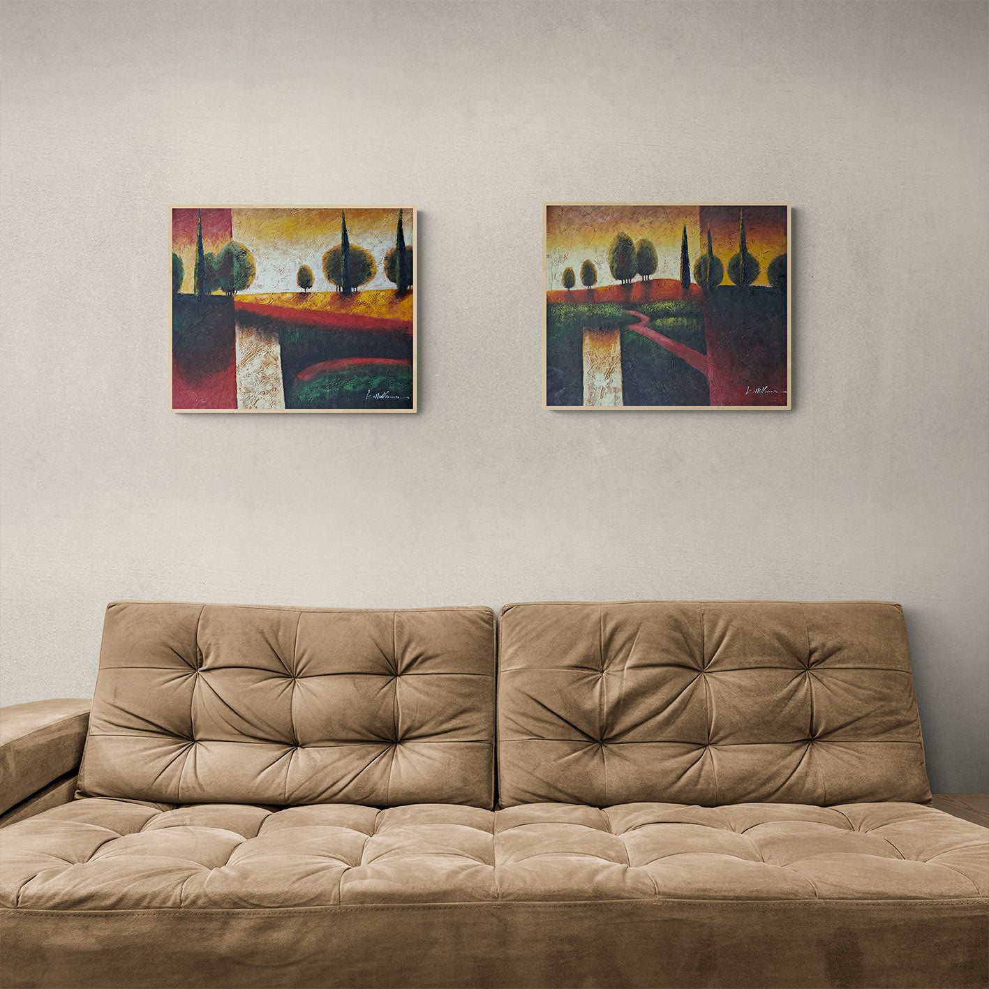 Diptych Forest Style Painting 60x50 cm [2 pieces]