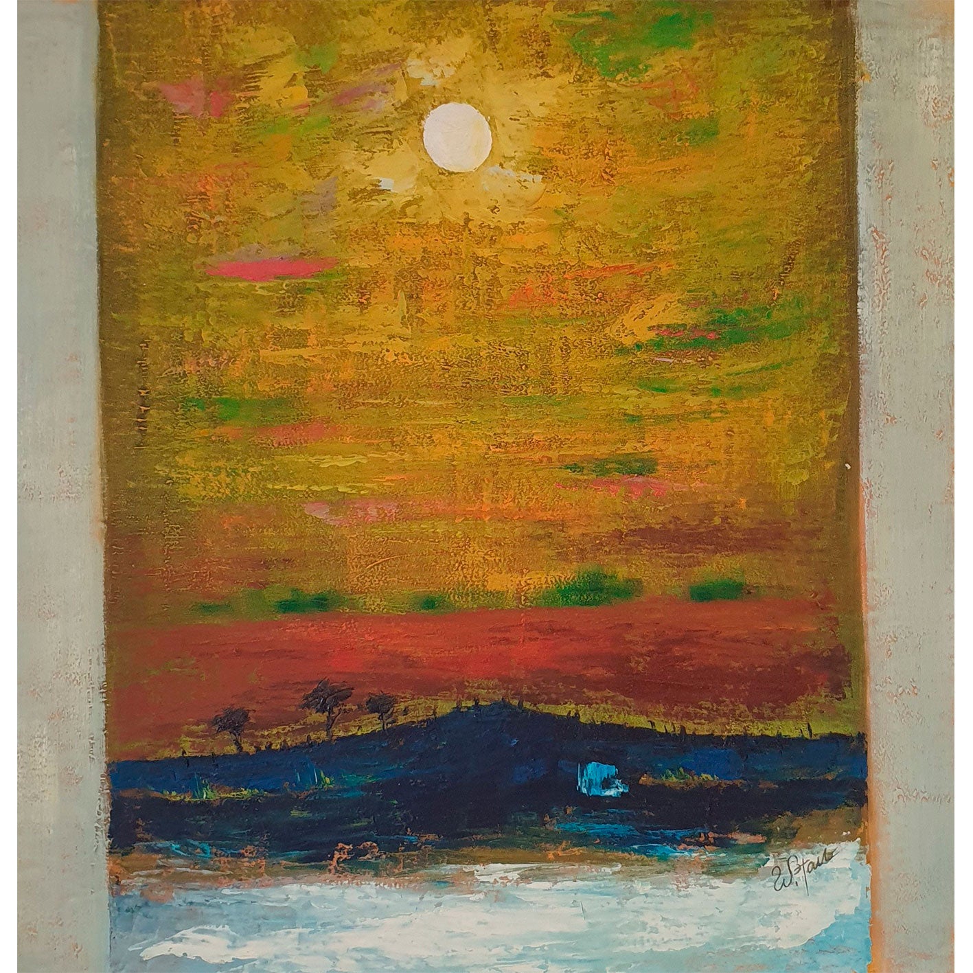 Abstraktes Sonnengemälde 100x100 cm