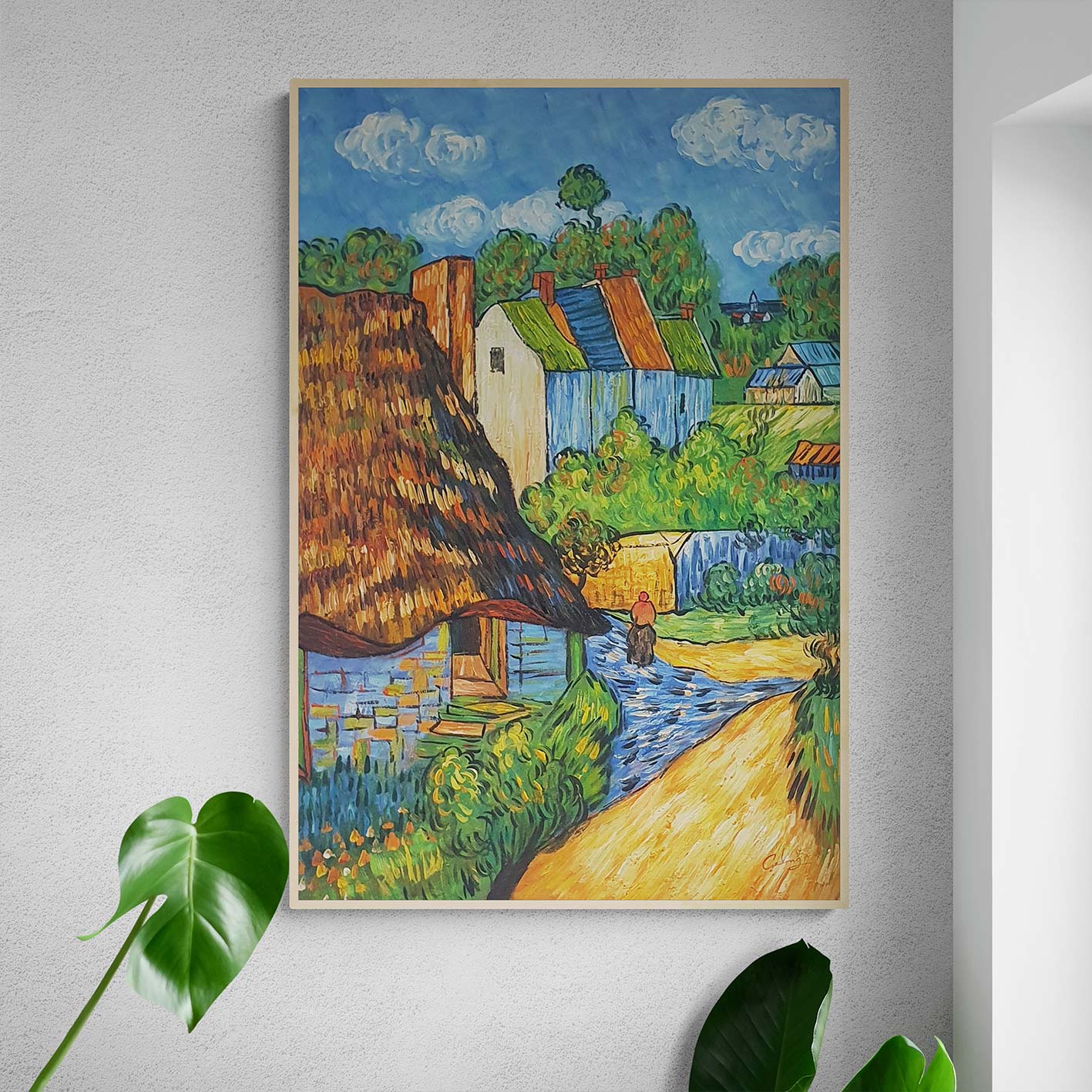 Van Gogh painting Houses in Auvers 60x90 cm