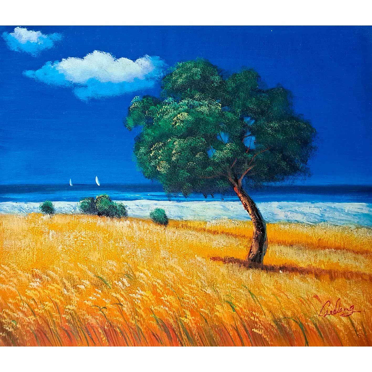 Solitary Tree Painting 60x50 cm