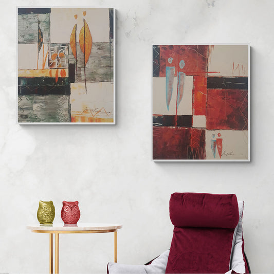 Abstract Diptych Painting People 50x60 cm [2 pieces]