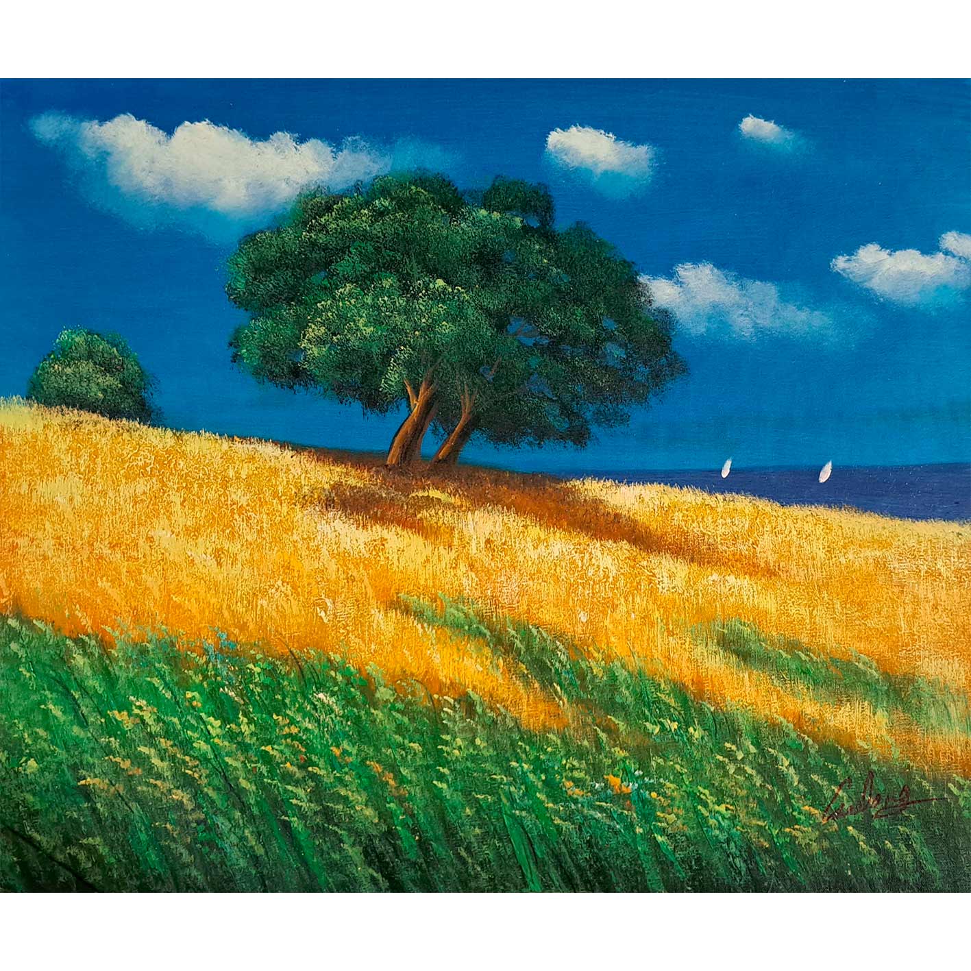 Meadow Tree Painting 60x50 cm
