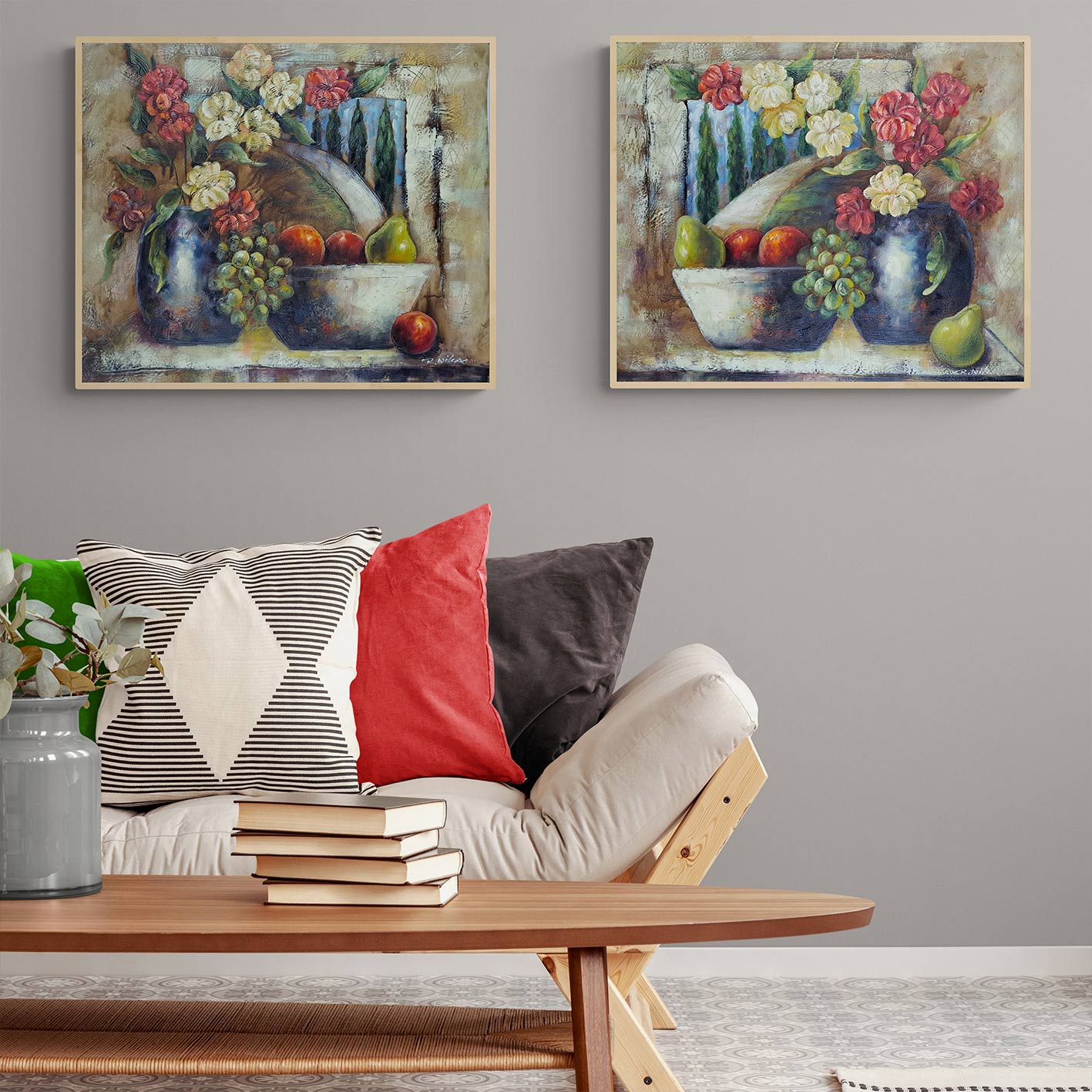 Floral Still Life Diptych Painting 60x50 cm [2 pieces]