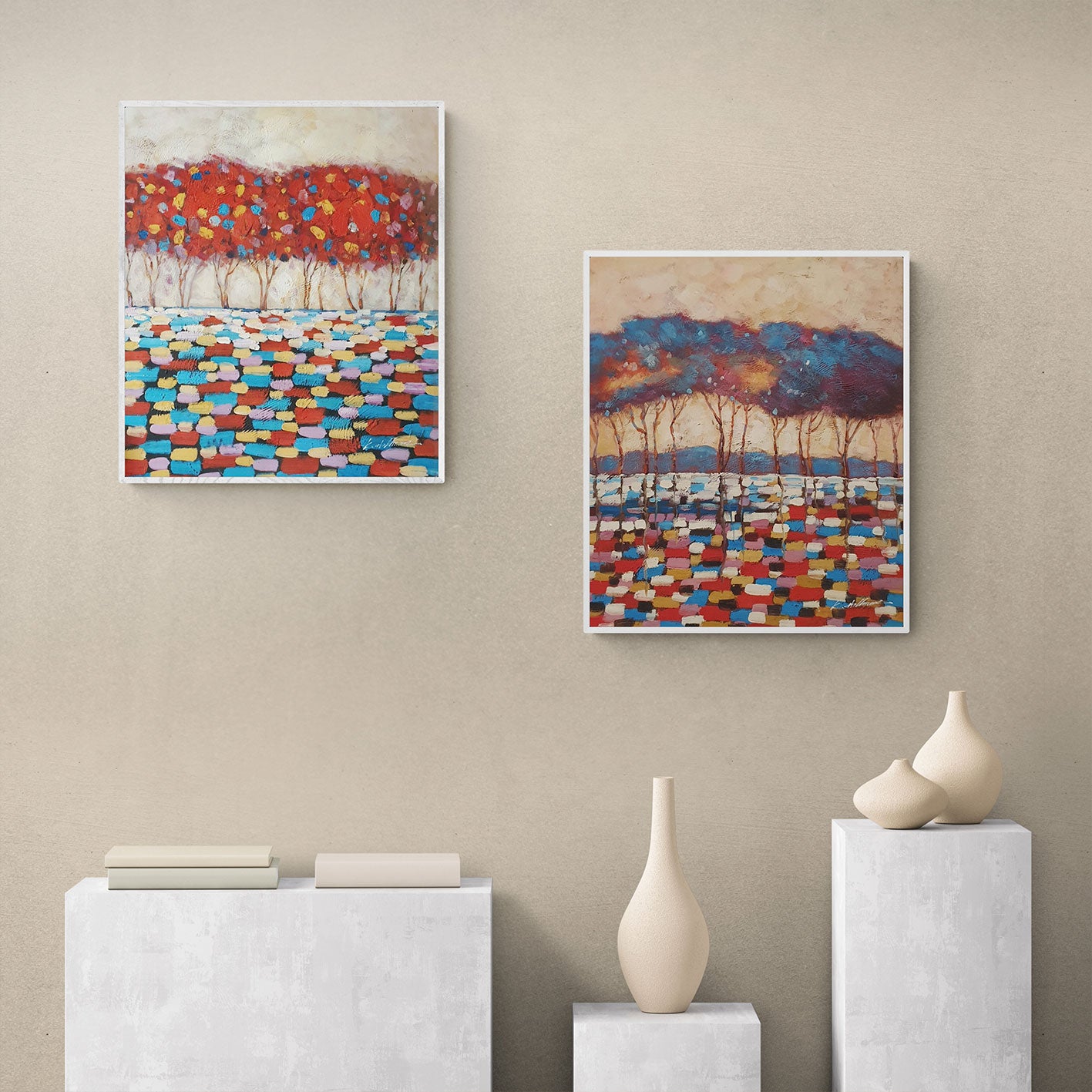 Pinturas modernas hechas a mano en óleo sobre lienzo