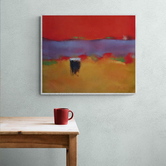 Cuadro abstracto rojo amarillo violeta