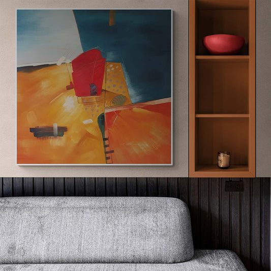 Cuadro naranja moderno al oleo