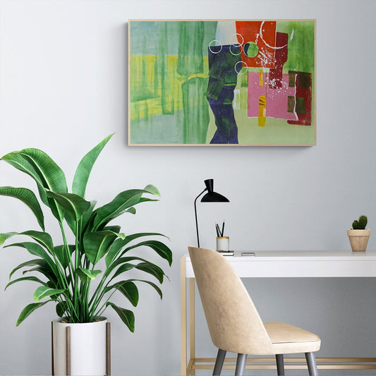 Cuadro Abstracto Verde Posavasos  90x60 cm