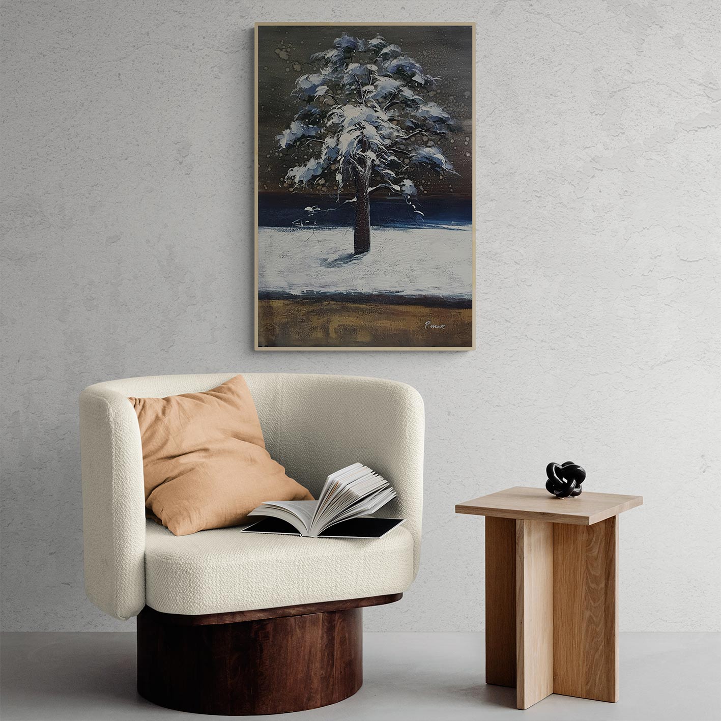 Cuadro Arbol Nevado 60x90 cm