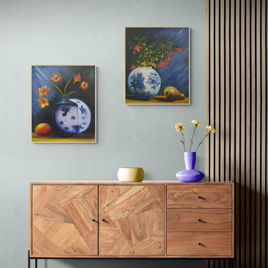 Cuadro Diptico Flores Fruta 50x60 [2 piezas]