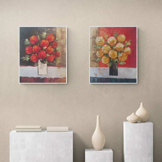 Cuadro Diptico Jarron Cuadrado 50x60 cm [2 piezas]