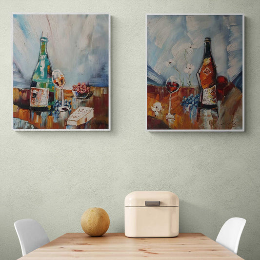 Cuadro Díptico Vino Uvas 50X60 cm [2 piezas]