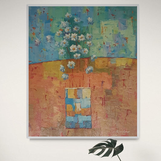 Cuadro Flores Jarron Cuadrado  50x60 cm