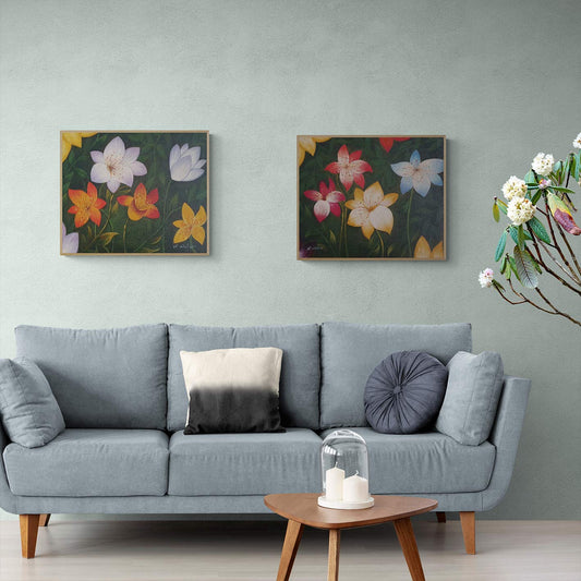 Cuadro Jardin Flores 50x60 cm [2 piezas]