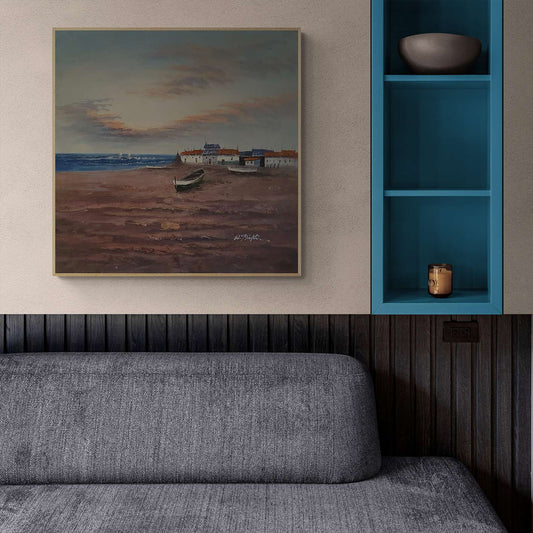 Cuadro Barca Playa II  80x80 cm