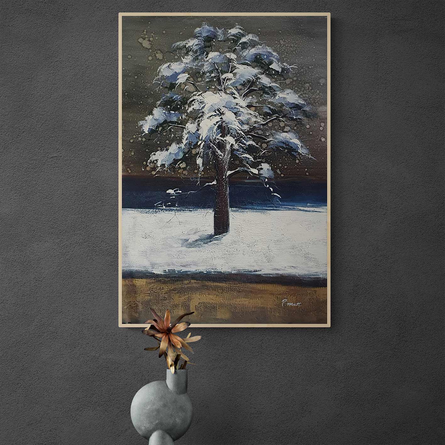 Cuadro Arbol Nevado 60x90 cm