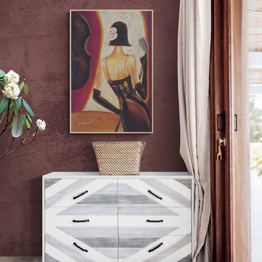 Cuadro Oleo Lienzo Mujer cantando 90x60 cm