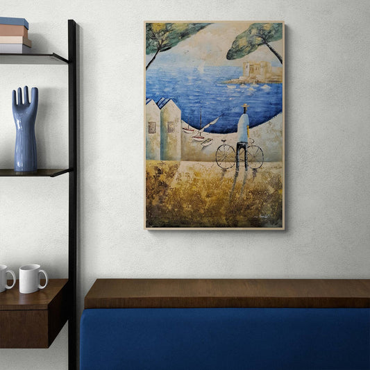 Cuadro Oleo Lienzo Ruta en bicicleta 90x60 cm