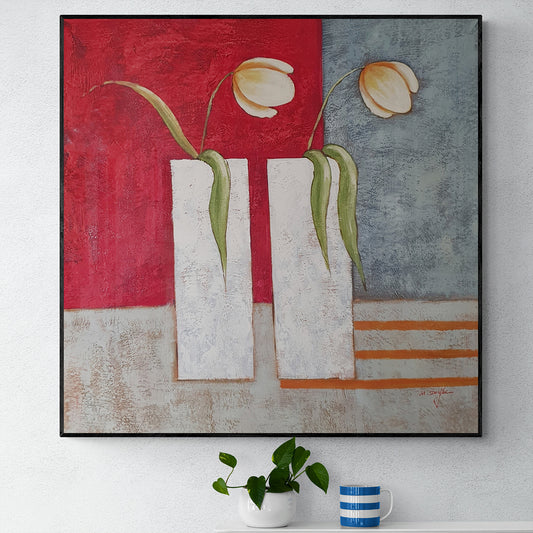 Cuadro Pintura Floral 100x100 cm