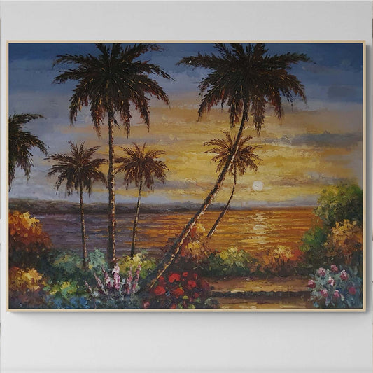 Cuadro Playa Con Palmeras 120x90 cm