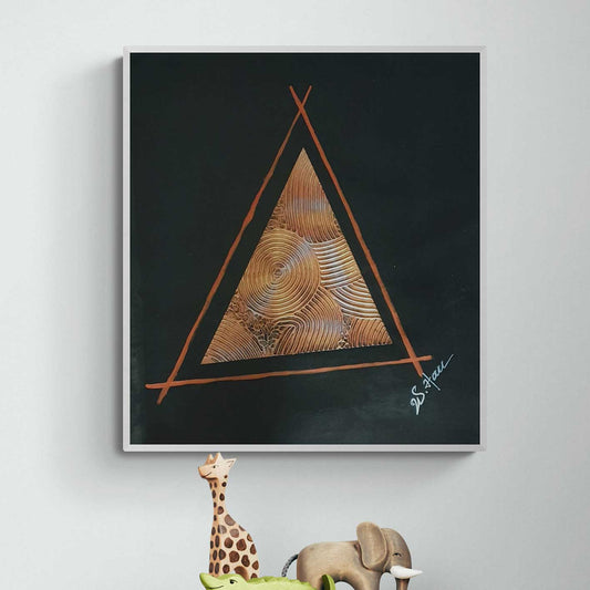 Pintura moderna geométrica sobre fondo negro