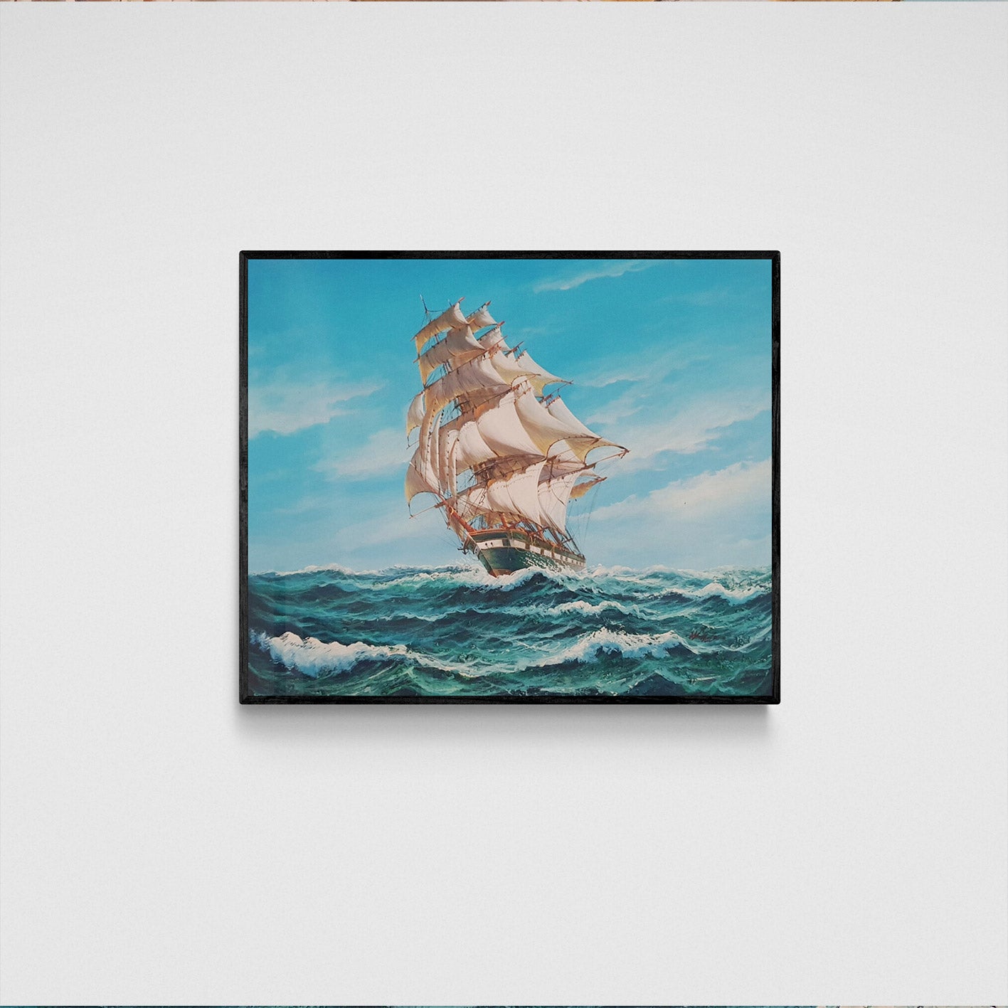 Cuadro al óleo de galeón español en formato 60x50 cm