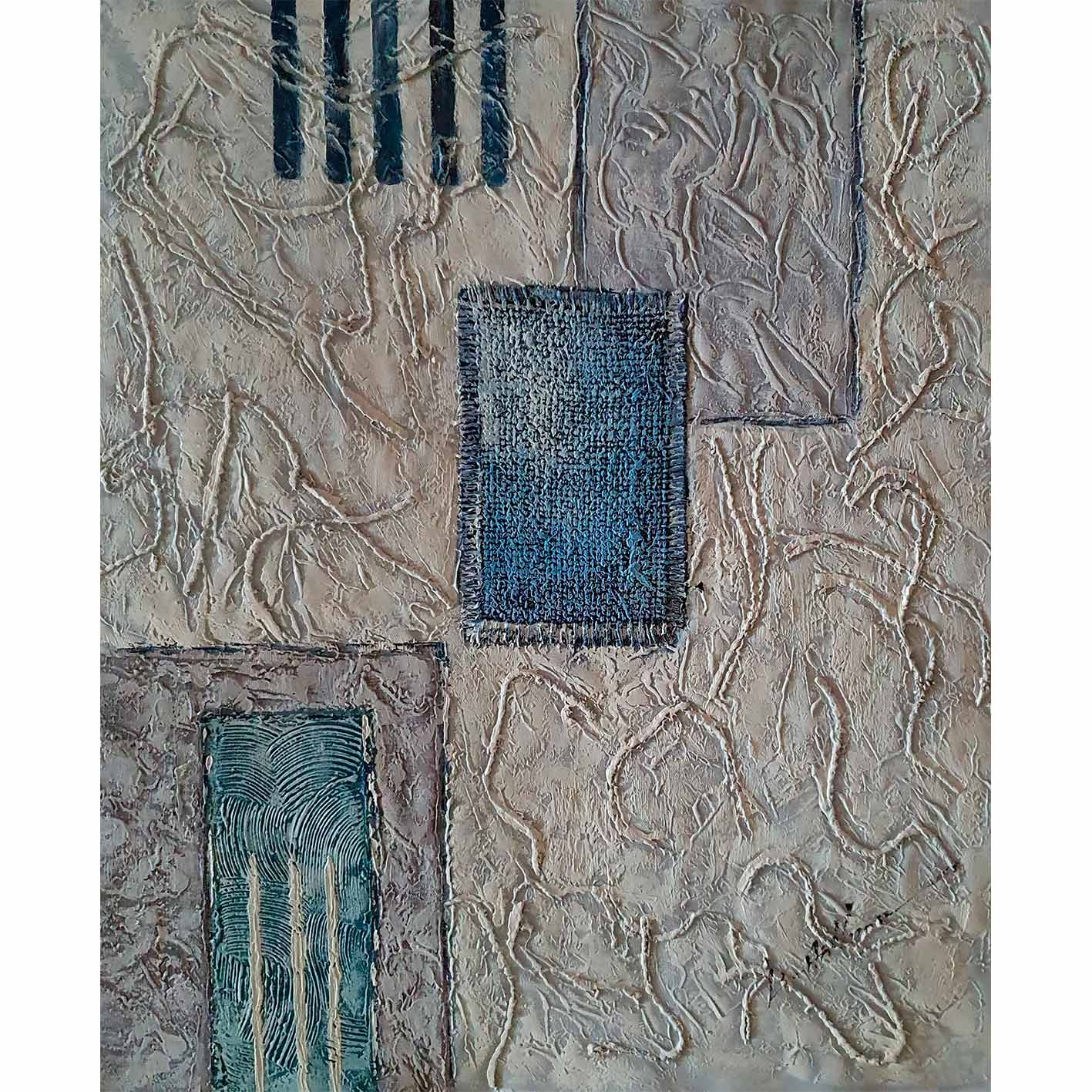 Pareja de cuadros abstractos pintados a mano al óleo en estilo contemporáneo