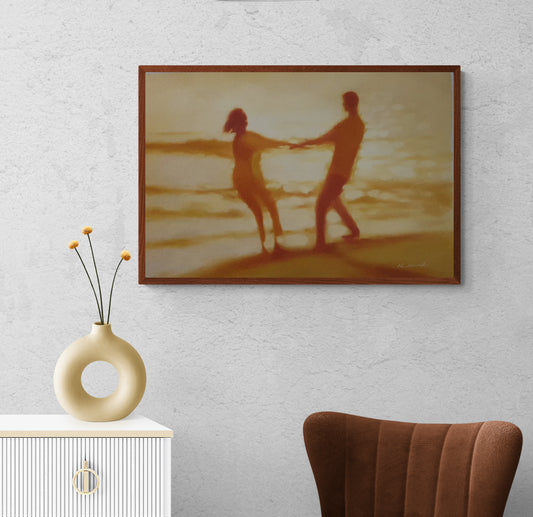 Strandpaar-Gemälde 90x60 cm