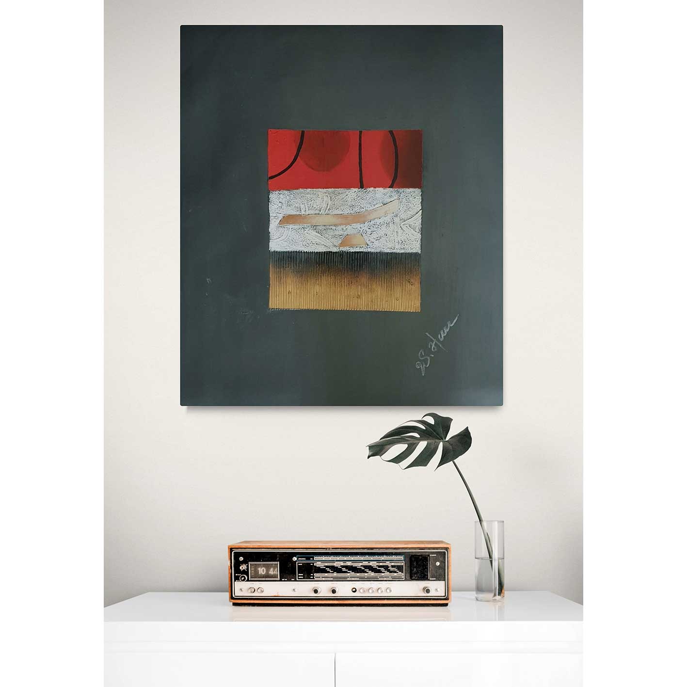 cuadro al óleo con texturas y tonos intensos