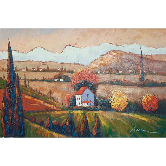 Rural Village Landscape Painting 90x60 cm